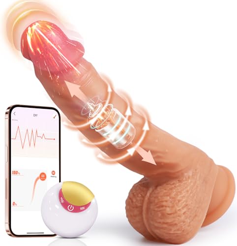 Klassische Dildo für Frauen Leise - 8 Teleskop und Vibrationen mit stoßfunktion, 22cm Vibrator Groß Anal Dildos XXL Penis G-Punkt Vibratoren mit Saugnapf Sexspielzeug Eichel 360° Rotierender