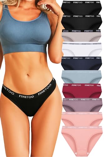 FINETOO 10er Pack Baumwoll Slips Damen Atmungsaktive Unterwäsche Logo Sportunterwäsche Weich Sexy Unterhosen Reizwäsche Sportgürtel Bikini Mehrpack S-XL (M, bikini-10pack)