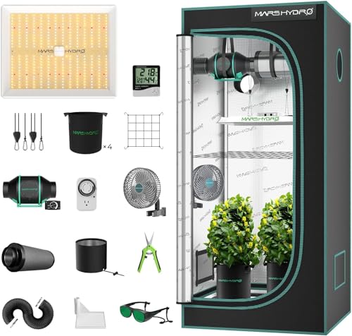 MARS HYDRO TS1000 Growzelt Komplettset Led Grow Tent Kit LED Grow Light Grow Lampe 80X80X160cm Indoor Grow Set mit 4