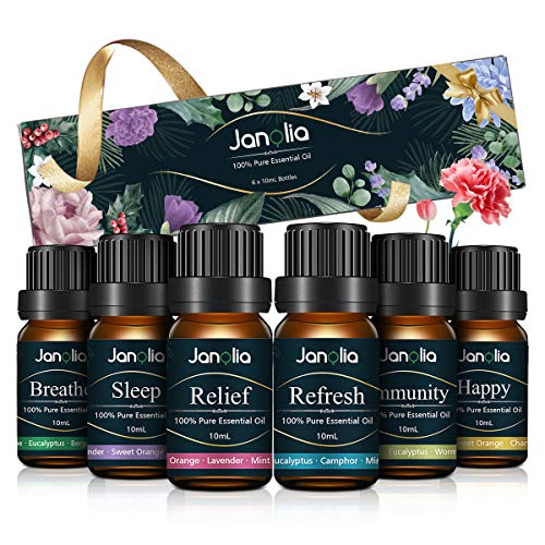 Janolia Ätherisches Öle Set, Upgrade-Paket,Reines Natürliche Duftöle Set für Diffuser Entspannung Schlaf verbessern